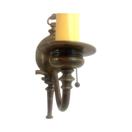 VL1173 Pair Antique c1920 Bronze Colonial Revival Double Arm Sconces Restored - Image 2